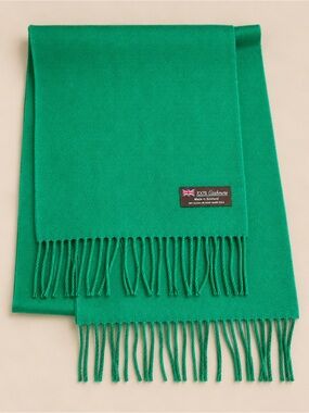 100% Scottish Cashmere Green Fringe Scarf - Made in Scotland